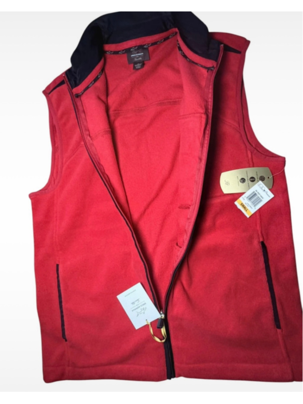 Men's Greg Norman Fleece Vest - Red & Black - Size Small - NWT